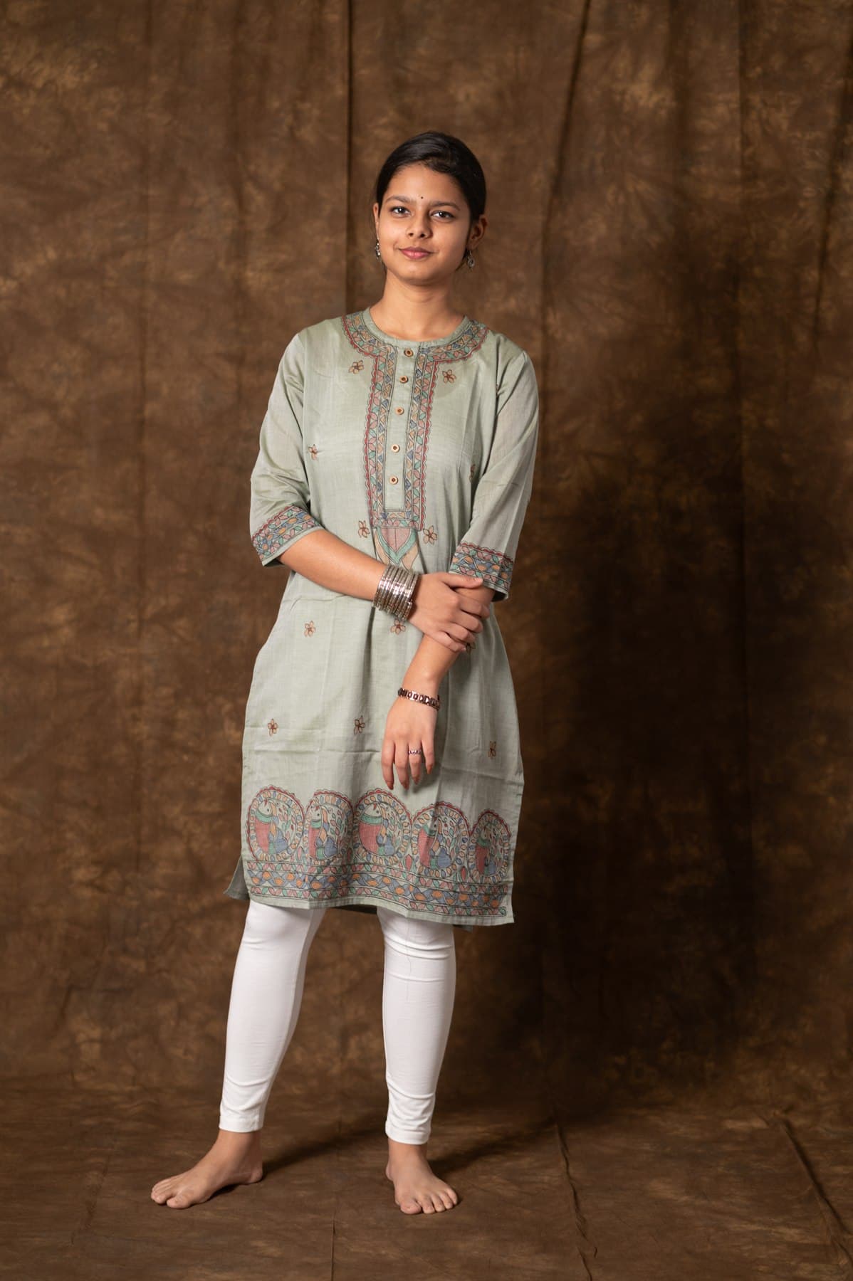 Geometric Fish Motif Kurti