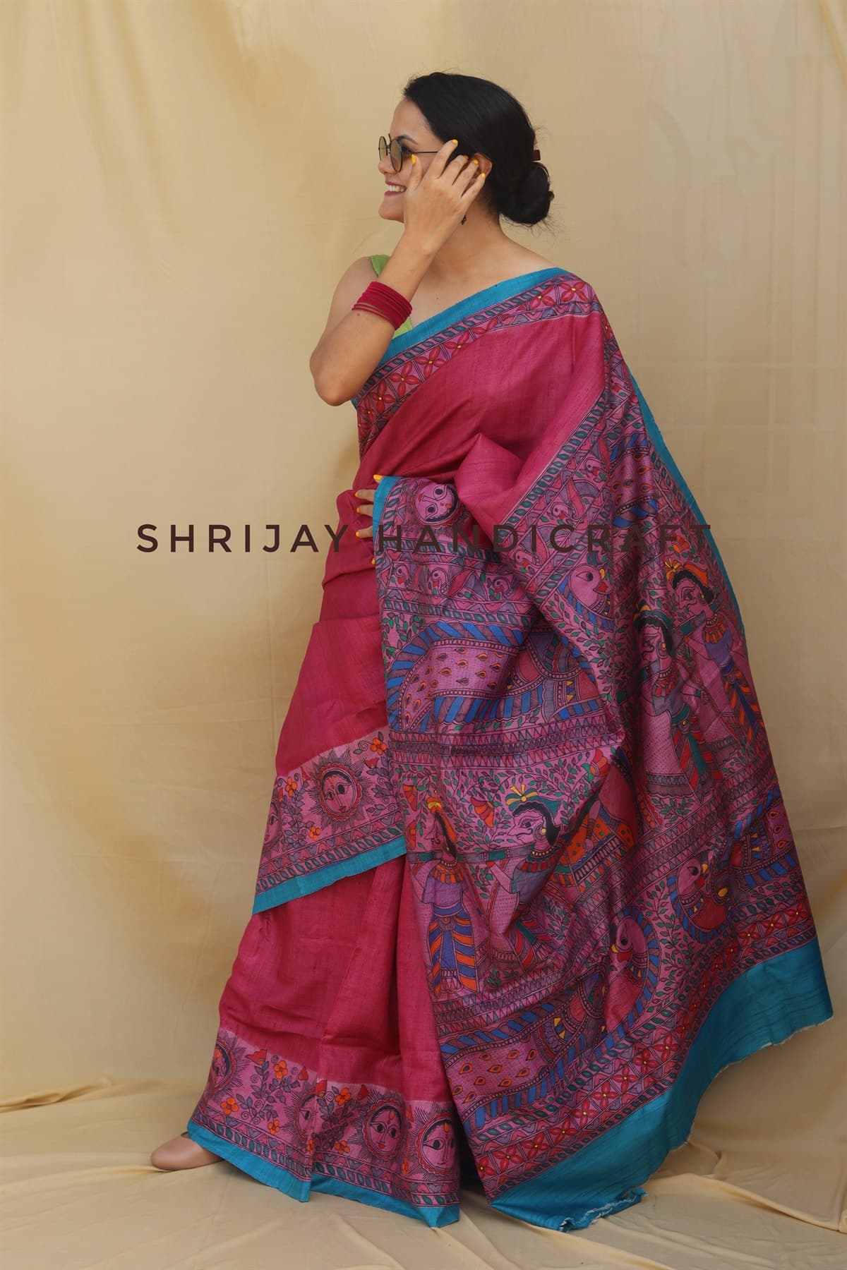 Tree of Life Handpainted Saree