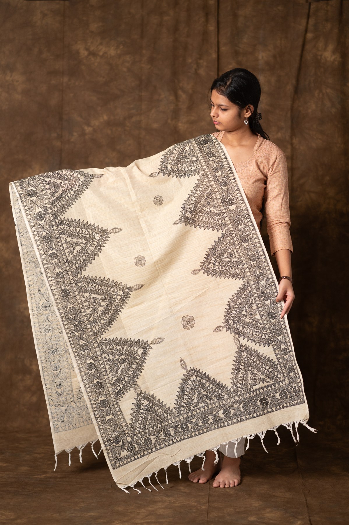 Vibrant Peacock Bharni Dupatta